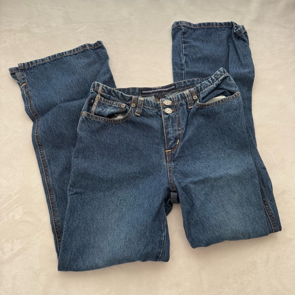 Vintage Second Generation Jeans Embroidered Flower Denim — Size 14
